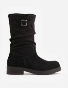 orena paris Botine casual cu cusături decorative și cataramă Mellegra Negre