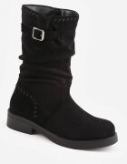 orena paris Botine casual cu cusături decorative și cataramă Mellegra Negre