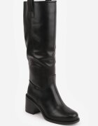 orena paris Cizme până la genunchi cu toc gros și carâmb decorat cu mânere laterale Antigonie Negre