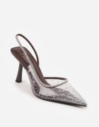 pallika paris Pantofi cu toc cui Maro Transparente cu călcâiul descoperit împodobite cu zirconii Krisqirelle