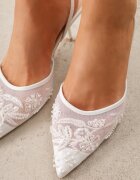 pallika paris Pantofi stiletto Albi Din plasă Decorați cu perle și broderii Vilania