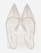 pallika paris Pantofi stiletto Albi Transparenți cu călcâiul deschis decorați cu zirconii Krisqirelle