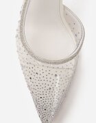 pallika paris Pantofi stiletto Albi Transparenți cu călcâiul deschis decorați cu zirconii Krisqirelle