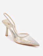 pallika paris Pantofi stiletto Aurii Transparenți cu Toc Deschis Împodobiți cu Zirconii Krisqirelle