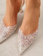 pallika paris Pantofi stiletto bej cu partea superioară transparentă perle și zirconii Jinnata