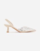 pallika paris Pantofi stiletto bej cu partea superioară transparentă perle și zirconii Jinnata