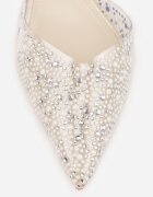 pallika paris Pantofi stiletto bej cu partea superioară transparentă perle și zirconii Jinnata