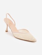 pallika paris Pantofi stiletto bej din plasă cu vârf ascuțit decorate cu mărgele Yseroris