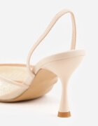 pallika paris Pantofi stiletto bej din plasă cu vârf ascuțit decorate cu mărgele Yseroris