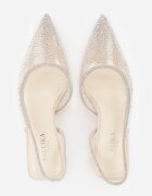 pallika paris Pantofi stiletto bej transparente cu călcâiul descoperit decorate cu zirconii Krisqirelle