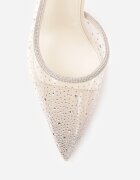 pallika paris Pantofi stiletto bej transparente cu călcâiul descoperit decorate cu zirconii Krisqirelle