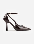 pallika paris Pantofi stiletto lăcuiți cu barete decorative pe lateral Unlea Maro