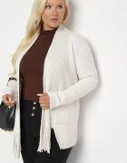 palma Cardigan Bej deschis cu Bumbac și Vâscoză Decorat cu Franjuri Velanise