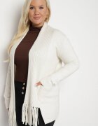 palma Cardigan Bej deschis cu Bumbac și Vâscoză Decorat cu Franjuri Velanise