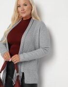 palma Cardigan Gri deschis din Bumbac și Viscoză Ornat cu Franjuri Velanise