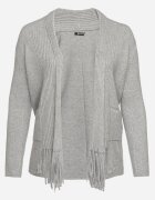 palma Cardigan Gri deschis din Bumbac și Viscoză Ornat cu Franjuri Velanise