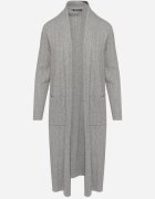 palma Cardigan Gri Lung cu Viscoză și Buzunare Fără Închidere Naritha