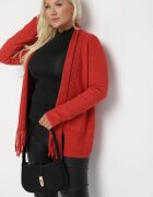 palma Cardigan Roz cu Bumbac și Viscoză Decorat cu Franjuri Velanise