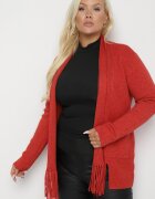 palma Cardigan Roz cu Bumbac și Viscoză Decorat cu Franjuri Velanise