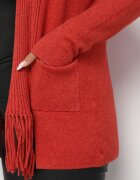 palma Cardigan Roz cu Bumbac și Viscoză Decorat cu Franjuri Velanise