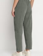 palma Pantaloni Clasici Verde închis din Bumbac cu Talie Înaltă Isesi