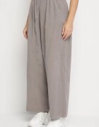 palma Pantaloni Largi Gri din Bumbac cu Talie Înaltă Florili