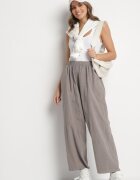 palma Pantaloni Largi Gri din Bumbac cu Talie Înaltă Florili