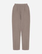 palma Pantaloni Largi Gri din Bumbac cu Talie Înaltă Florili