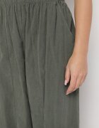 palma Pantaloni Largi Verde închis din Bumbac cu Talie înaltă Florili