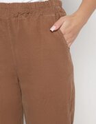 palma Pantaloni Maro de Bumbac cu Talie Înaltă Melili