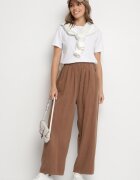 palma Pantaloni Maro Lari din bumbac cu talie înaltă Florili