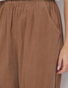 palma Pantaloni Maro Lari din bumbac cu talie înaltă Florili