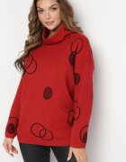 palma Poncho cu guler Roșu cu Croială Lejeră cu Modele Rotunde Ciprina