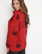 palma Poncho cu guler Roșu cu Croială Lejeră cu Modele Rotunde Ciprina