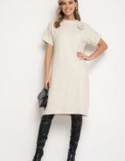 palma Rochie Bej deschis cu vâscoză bumbac și floare 3D detașabilă Zeiada