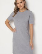palma Rochie Cenușie Tricotată cu Viscoză croială tip tricou cu nasturi decorativi Arissana