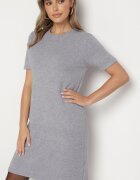 palma Rochie Cenușie Tricotată cu Viscoză croială tip tricou cu nasturi decorativi Arissana