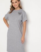 palma Rochie Gri cu vâscoză bumbac și floare 3D detașabilă Zeiada