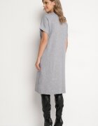 palma Rochie Gri cu vâscoză bumbac și floare 3D detașabilă Zeiada