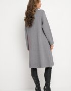 palma Rochie Gri Tricotată Midi Poncho Stil Trapez și cu Buzunar Decorativ Thalorin