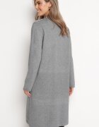 palma Rochie Midi Gri deschisă cu guler semi-înalt cu croială dreaptă și curele Pregora