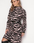 palma Rochie Roz deschis Midi cu croială lejeră cu motiv animal și semiguler Vissara