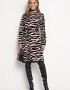 palma Rochie Roz deschis Midi cu croială lejeră cu motiv animal și semiguler Vissara