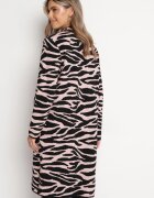 palma Rochie Roz deschis Midi cu croială lejeră cu motiv animal și semiguler Vissara