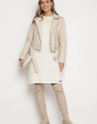 palma Rochie Tricotată Albă cu Viscoză croială tip tricou cu Nasturi Decorativi Arissana