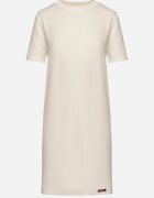 palma Rochie Tricotată Albă cu Viscoză croială tip tricou cu Nasturi Decorativi Arissana