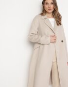  Palton bej deschis dublu rând legat în talie Opulica
