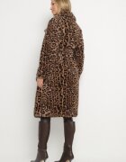  Palton Maro animal print cu blană decorat cu centură Delmarea