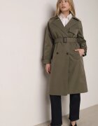  Palton Verde în Stil Trench Ornat cu curea cu cataramă Ninellira