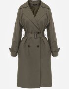  Palton Verde în Stil Trench Ornat cu curea cu cataramă Ninellira